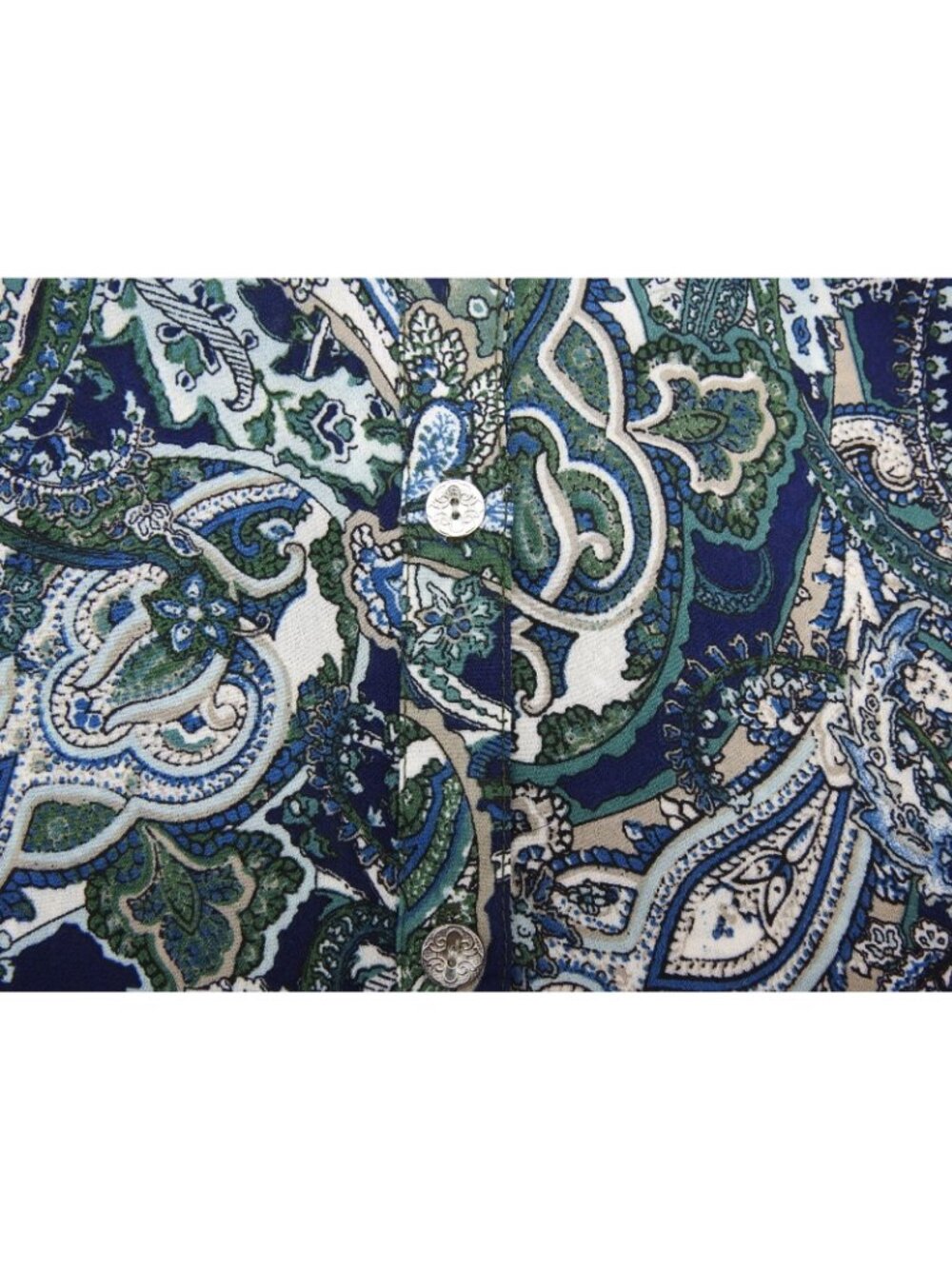 Roz & Ali Women's Paisley Button-Up Top Blue Green Beige Collared Long Sleeve L - Picture 7 of 11